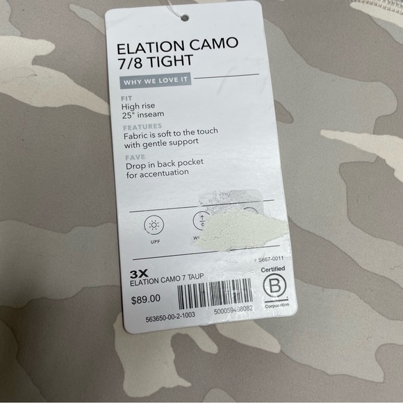 NWT Athleta Elation Camo 7/8 Tight - white/cream 3x - Picture 4 of 9